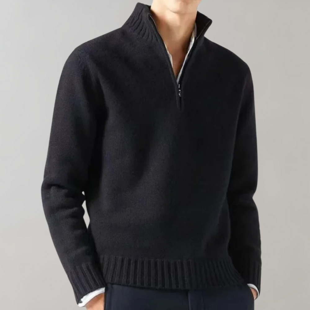 Quarter Zip Pullover - Herren Regular Fit Half Zip Strickpullover