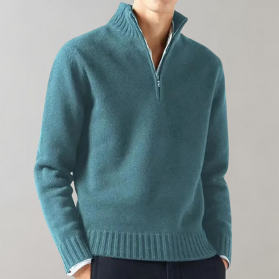 Quarter Zip Pullover - Herren Regular Fit Half Zip Strickpullover