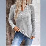 Lea | Strukturierter Streifenpullover Mit Zeitloser Eleganz – Grau
