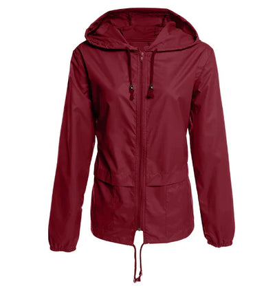 Casual Wasserdichte Leichte Regenjacke mit Kapuze und Kordelzug für Damen | Ideal für den Winter