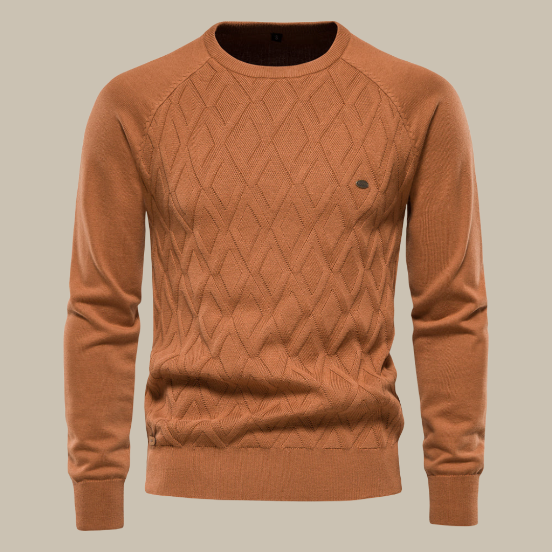 Herren Strickpullover mit Zopfmuster und Rundhals