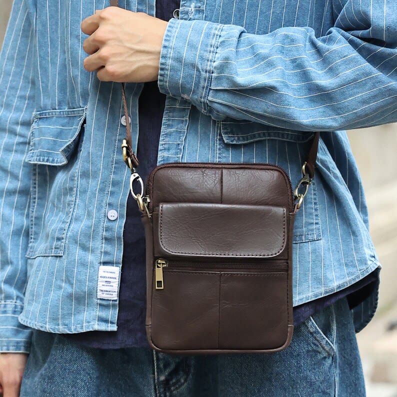 Kleine Echtleder Schultertasche Herren