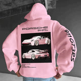 Racing Hoodie für Herren | Oversize Komfort & Auto-Details – Rosa