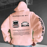 Racing Hoodie für Herren | Oversize Komfort & Auto-Details – Hellrosa