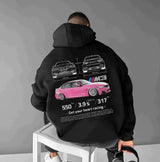 Racing Hoodie für Herren | Oversize Komfort & Auto-Details – Schwarz