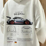 Racing Hoodie für Herren | Oversize Komfort & Auto-Details – Weiß