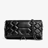Ravenna Clutch | Kleine Handtasche Damen aus Leder – Schwarz kariert