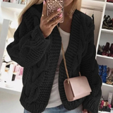 Raya | Damen Strickjacke mit grobem Strick und weiter Form – Schwarz