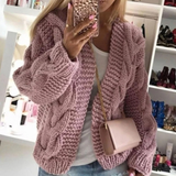 Raya | Damen Strickjacke mit grobem Strick und weiter Form – Rosa