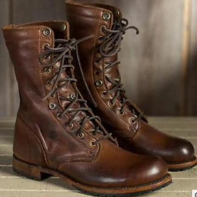 Retro Schnürstiefel mit Faltbarem Knöcheldesign