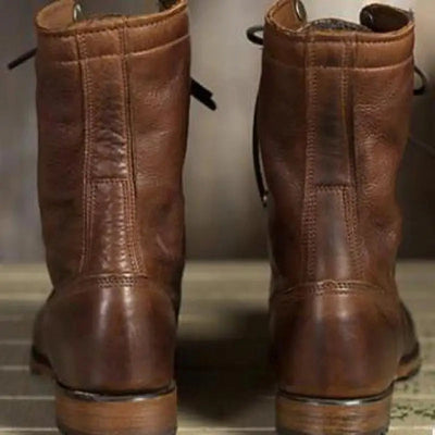Retro Schnürstiefel mit Faltbarem Knöcheldesign