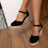 Riemchensandalen Damen | Keilabsatz & Plateau Design – Schwarz
