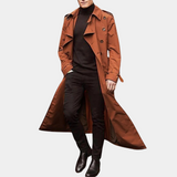 Hans | Herren Stilvoller Langer Trenchcoat mit Knöpfen – Orange