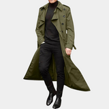 Hans | Herren Stilvoller Langer Trenchcoat mit Knöpfen – Grün