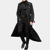 Hans | Herren Stilvoller Langer Trenchcoat mit Knöpfen – Schwarz