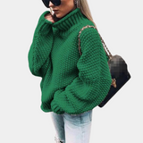 Rollkragenpullover Damen Oversized – Grün
