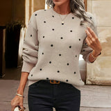 Mila | Gemütlicher Strickpullover Mit Elegantem Punktmuster – Khaki