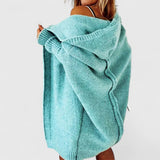 Isabelle | Oversized Strickjacke Mit Kapuze Für Damen – Blau