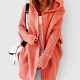 Isabelle | Oversized Strickjacke Mit Kapuze Für Damen – Orange