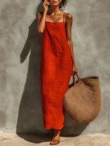 Rotes Baumwollkleid Mit Spaghettiträgern: Bequem Für Den Sommer – Rot
