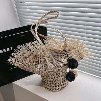 Große Strohtasche Damen – Handgefertigte Strandtasche Sommer Shopper