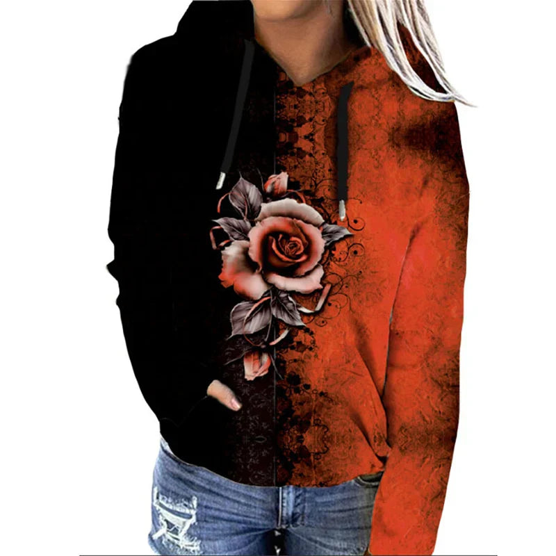 Oversize-Hoodie mit Blumenmuster für Damen | Ideal für den Winter
