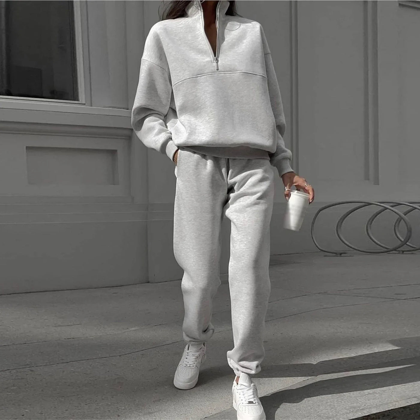 Essentielles Relaxed-Fit-Sweatshirt- und Jogger-Set für Damen