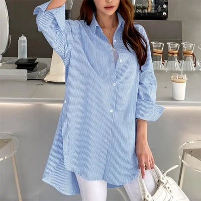 Bryarly® | Nadelstreifen-Bluse mit Knopfleiste für Damen