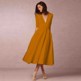 Bettina | Damen Elegantes Fließendes Midi Kleid – Gelb