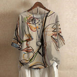 Damenbluse mit Blumenmuster und lockerer Passform – Beige