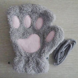 Kitty | Fingerlose Handschuhe mit Pfotenabdruck – Grau