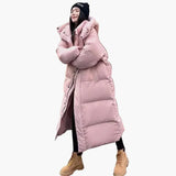 Daniela | Damen Oversized Langer Kapuzen Winter Puffer Mantel – Rosa