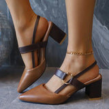 Pumps für Damen mit Slingback-Verschluss, Blockabsatz und spitzer Zehenpartie – Braun