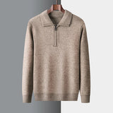 Greta | Herren Winter-Strickpullover mit Half-Zip – Camel