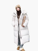 Daniela | Damen Oversized Langer Kapuzen Winter Puffer Mantel – Beige