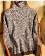 Anna | Damen Luxus Fischgrät Rollkragenpullover – Orange