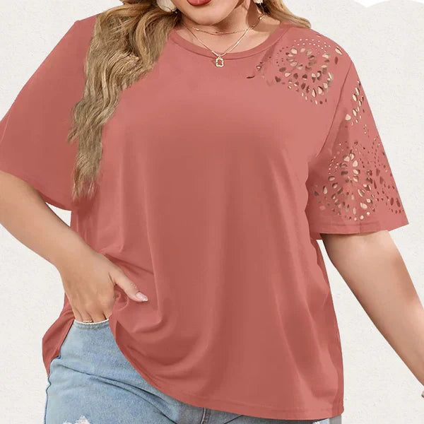 Deborah - Kreatives T-Shirt mit Chiffon-Ausschnitt für Damen