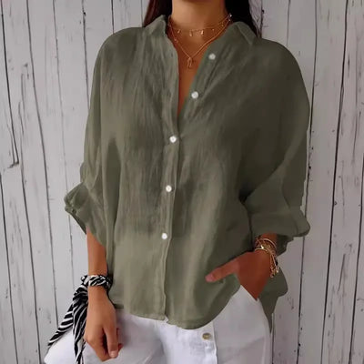Damen Sommer Button Down Hemd | Langarm