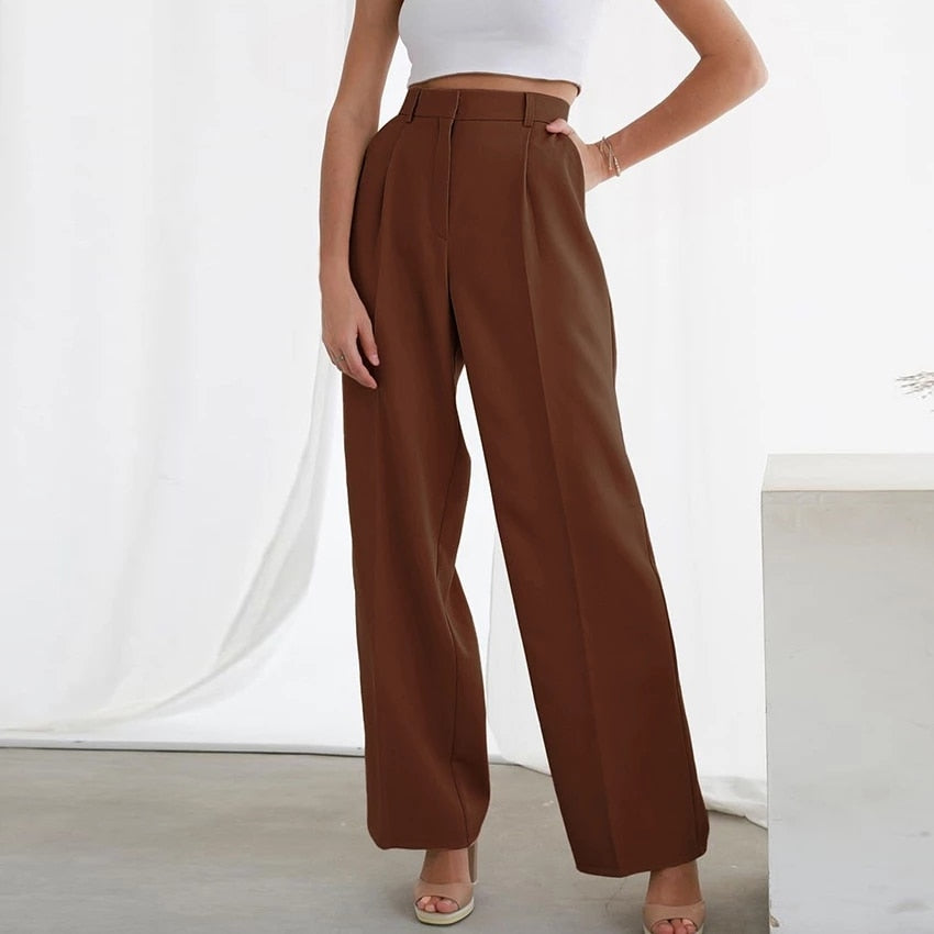 Elegante High-Waist-Hose Mit Weitem Bein Für Damen |  Perfekt für lässige Tage