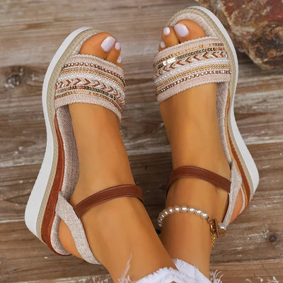 Damensandalen Im Boho Stil | Keilabsatz