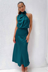 Doris | Damen Schickes Neckholder Abendkleid – Türkis