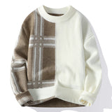 Elfriede | Herren Winter-Colorblock-Rundhals-Pullover – Beige