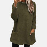 Anna | Damenpullover in eleganter Midilänge für Alltag – Armeegrün