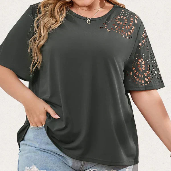 Deborah - Kreatives T-Shirt mit Chiffon-Ausschnitt für Damen