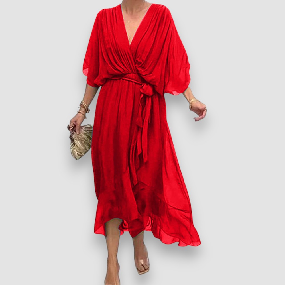 Olga | Elegantes Midikleid mit Wickeloptik