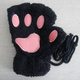 Kitty | Fingerlose Handschuhe mit Pfotenabdruck – Schwarz
