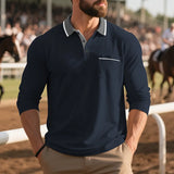 Balcombe - Soft-Touch Langarm-Poloshirt – Marineblau