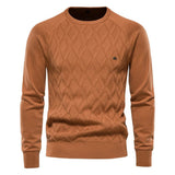 THEODOR | HERRENPULLOVER MIT RAUTENMUSTER – Braun