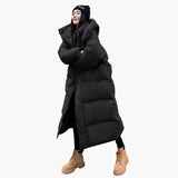 Daniela | Damen Oversized Langer Kapuzen Winter Puffer Mantel – Schwarz