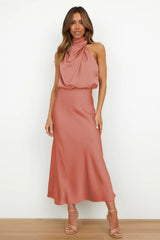 Doris | Damen Schickes Neckholder Abendkleid – Korallrosa